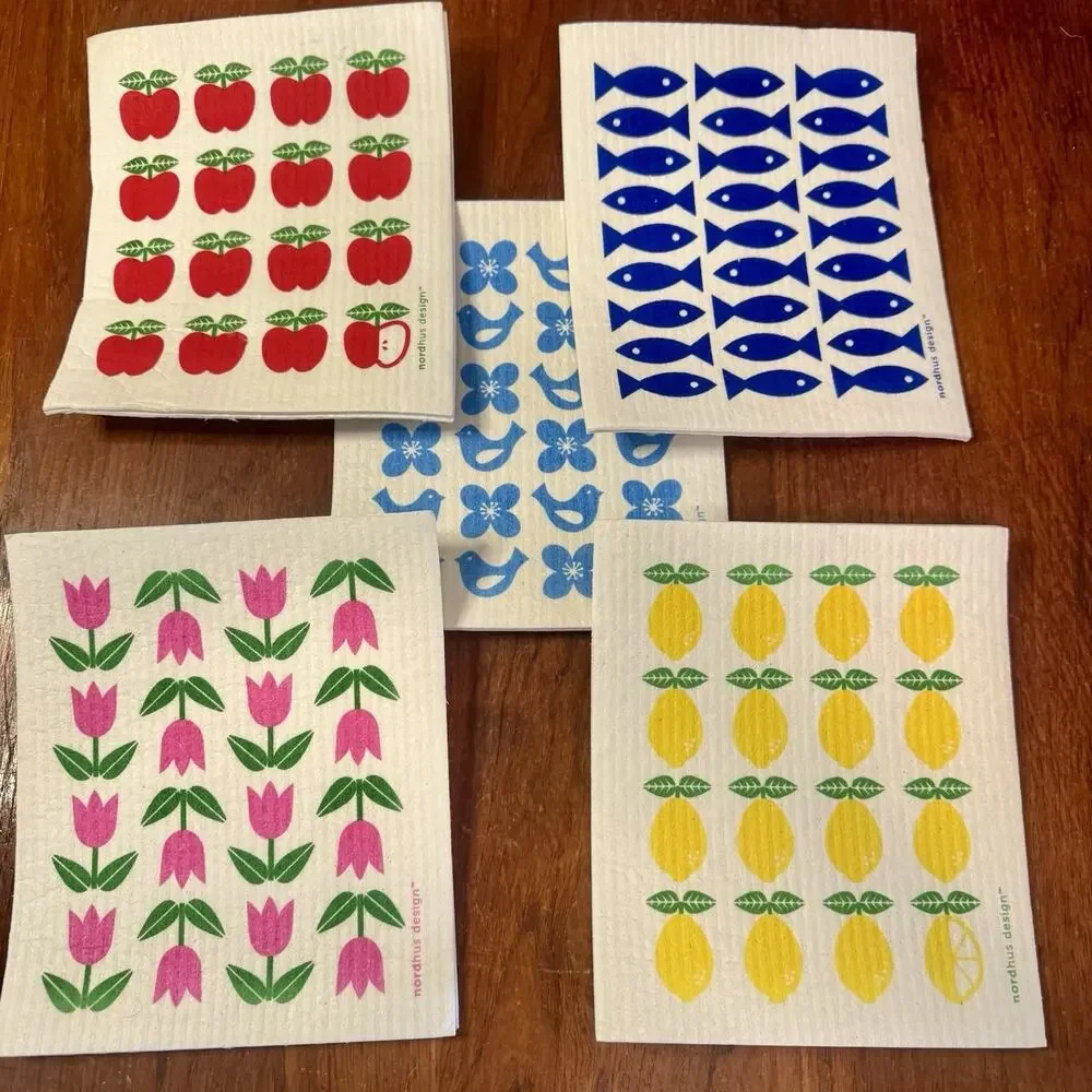 Nordhus Design Swedish Dishcloths Apple Print Set of 10 Made in Sweden New